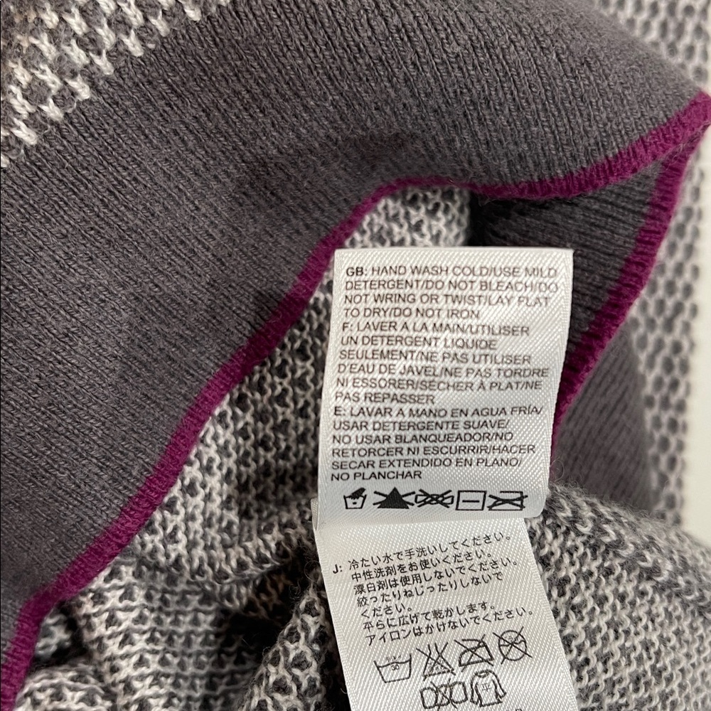 The North Face Cotton Wool Textured Thermal Top SZ S Grey White - Picture 7 of 7